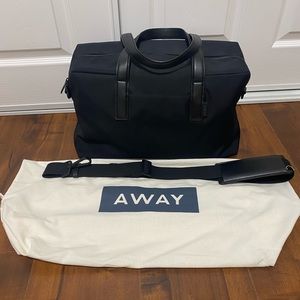 Away Everything Weekender Bag - Black Nylon w/ Leather Handles & Crossbody Strap